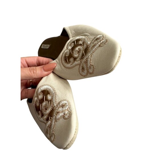 BOTTEGA VENETA Leather Embroidered Emblem House Slippers Size US 6